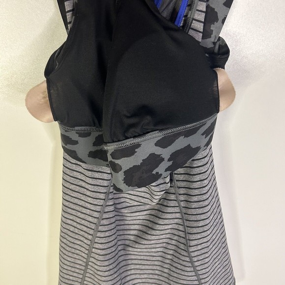Lululemon Sz. 4 Super Sport Gray Blue Striped Animal Print Athletic Tank Top - Picture 8 of 12
